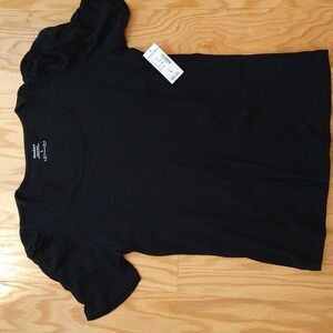 Black Large Dressbarn Ruched Sleeve Top